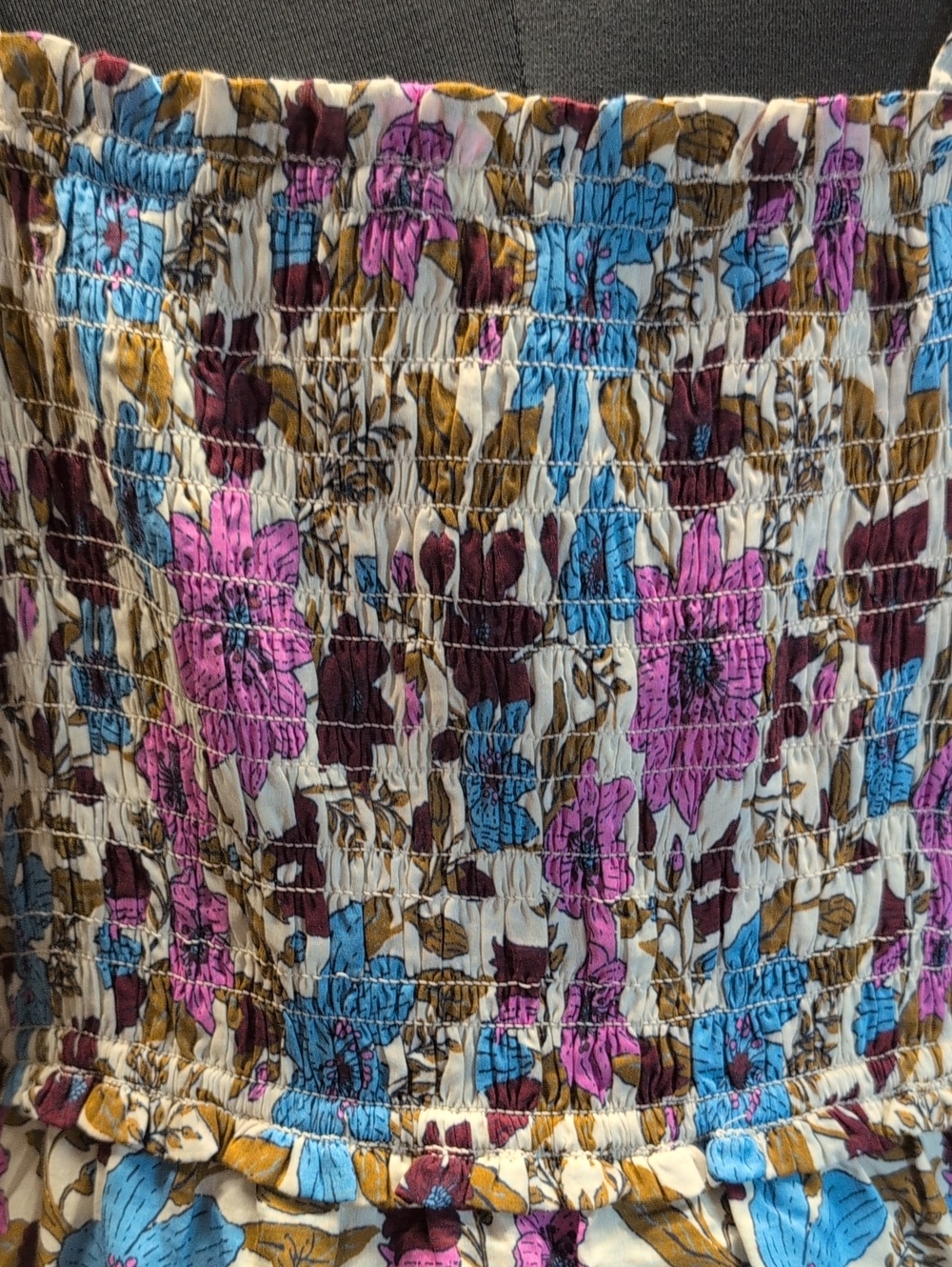 Vineyard Vines Dress Smocked Cotton/Silk Midi Floral Martha's Vineyard Dress XL - Picture 6 of 9